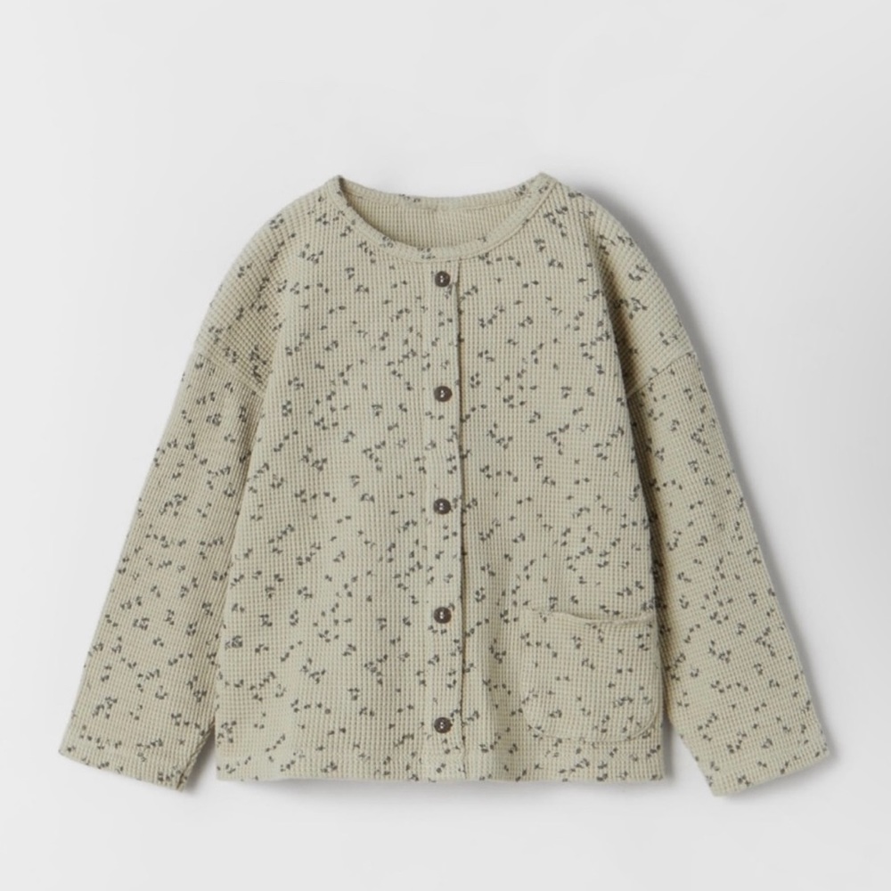 Zara baby girl floral waffle knit sweater top